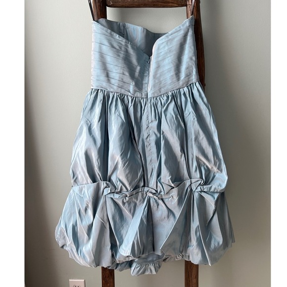 Monique Lhuillier  Strapless Party Dress Ruched Bodice Bubble Hem Cocktail Dress - Picture 2 of 9